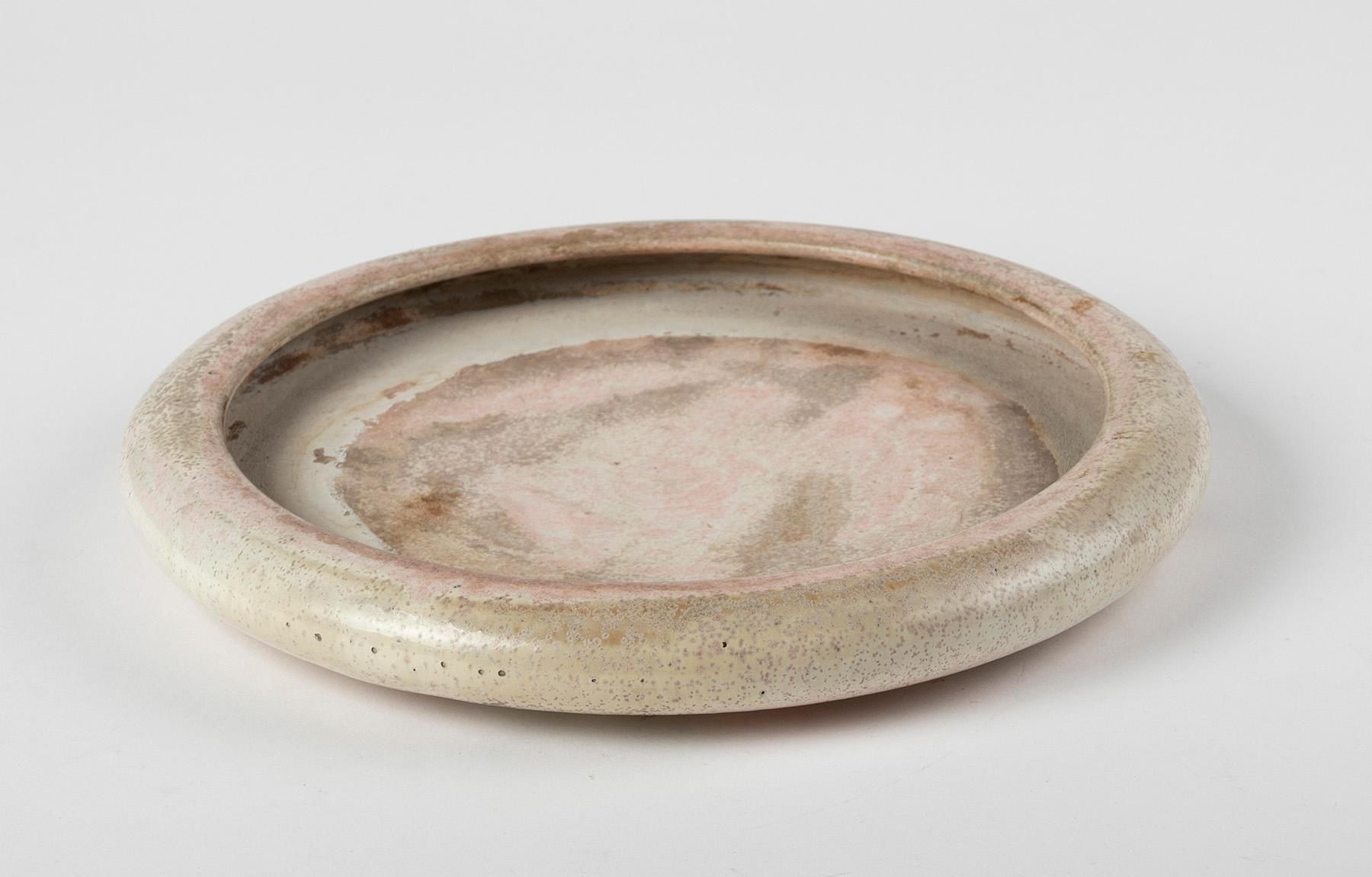 Mid-Century Modern Round Ceramic Dish Made by Guérin, France 5
