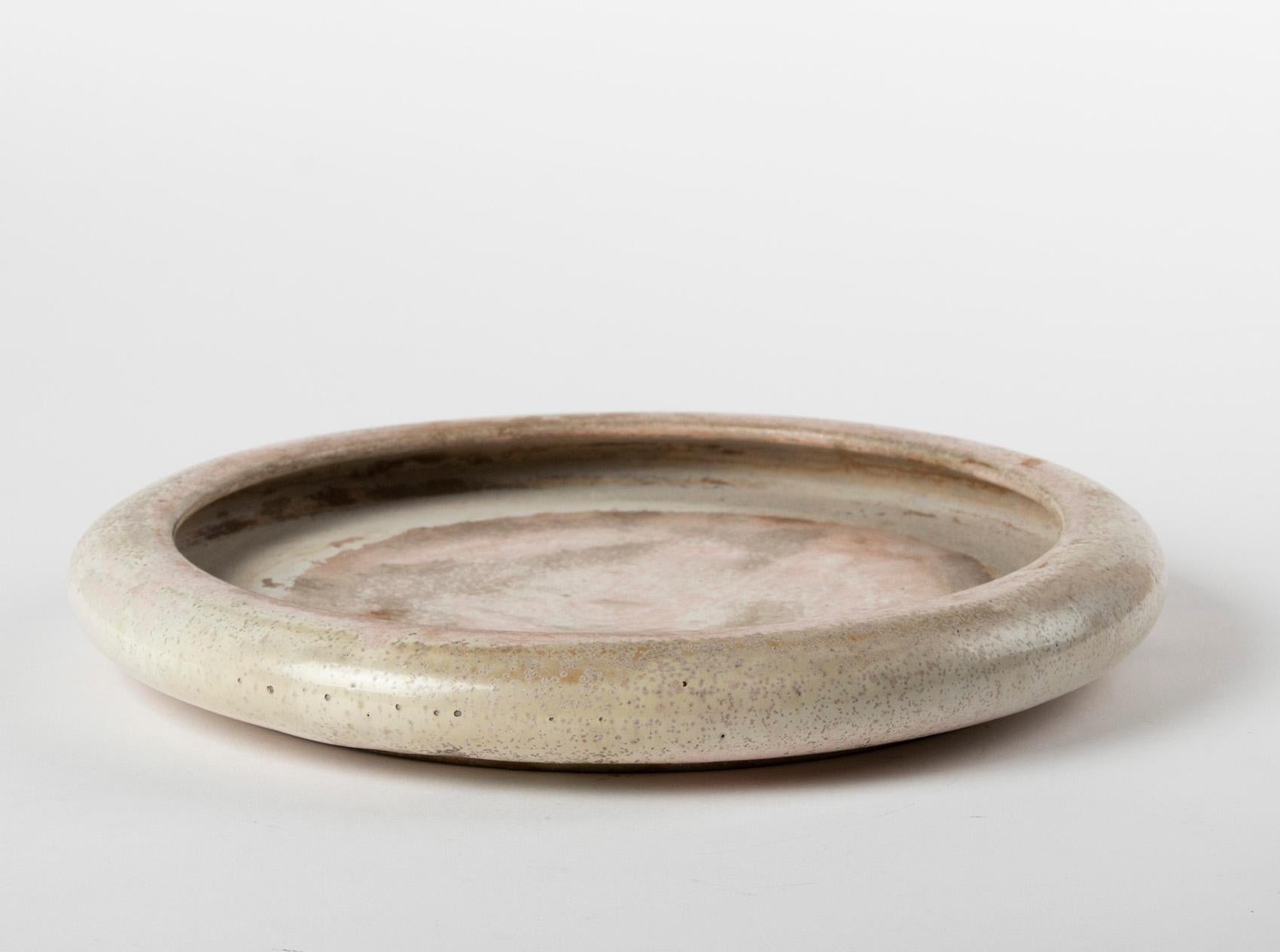 Hand-Crafted Mid-Century Modern Round Ceramic Dish Made by Guérin, France
