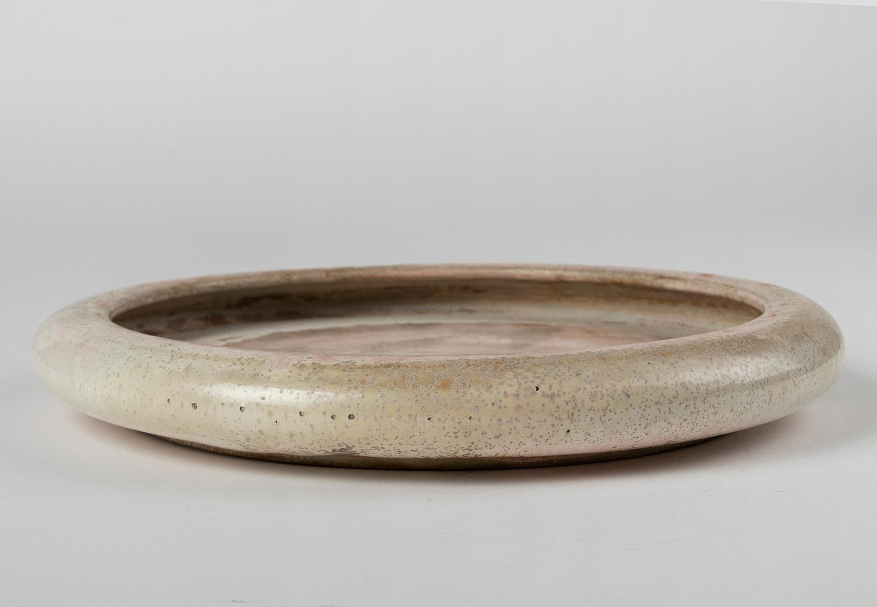 Mid-Century Modern Round Ceramic Dish Made by Guérin, France 1