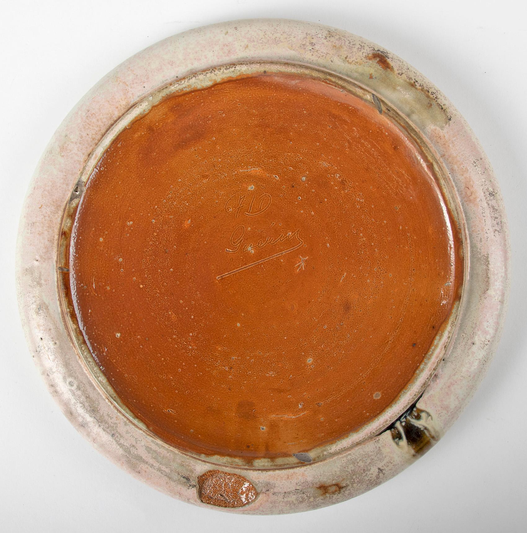 Mid-Century Modern Round Ceramic Dish Made by Guérin, France 3