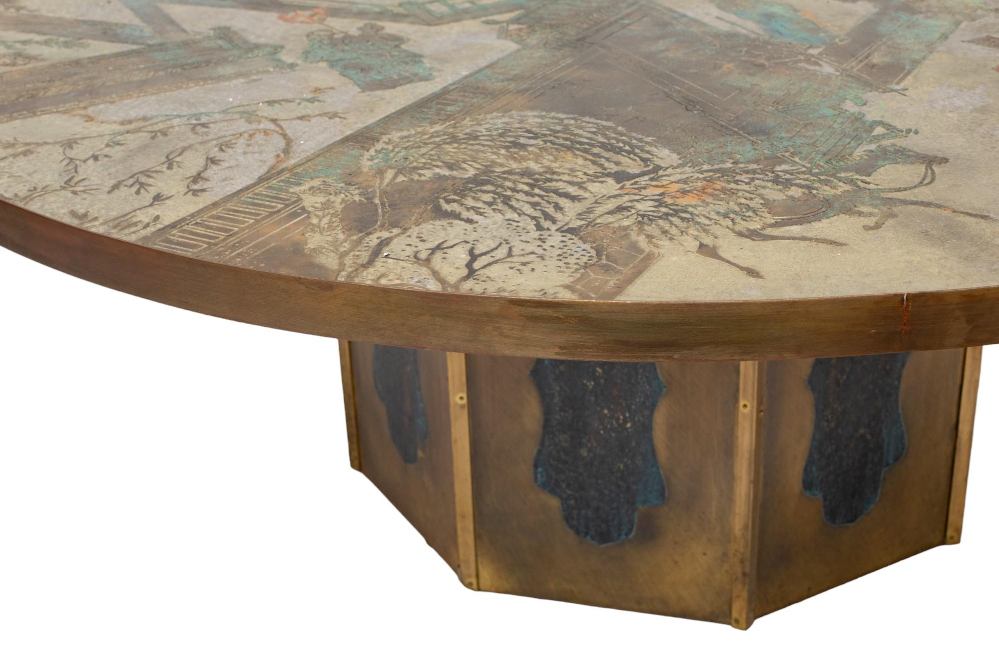 Mid-Century Modern Round Chinoiserie Coffee Table by Philip and Kelvin LaVerne In Excellent Condition In Miami, FL