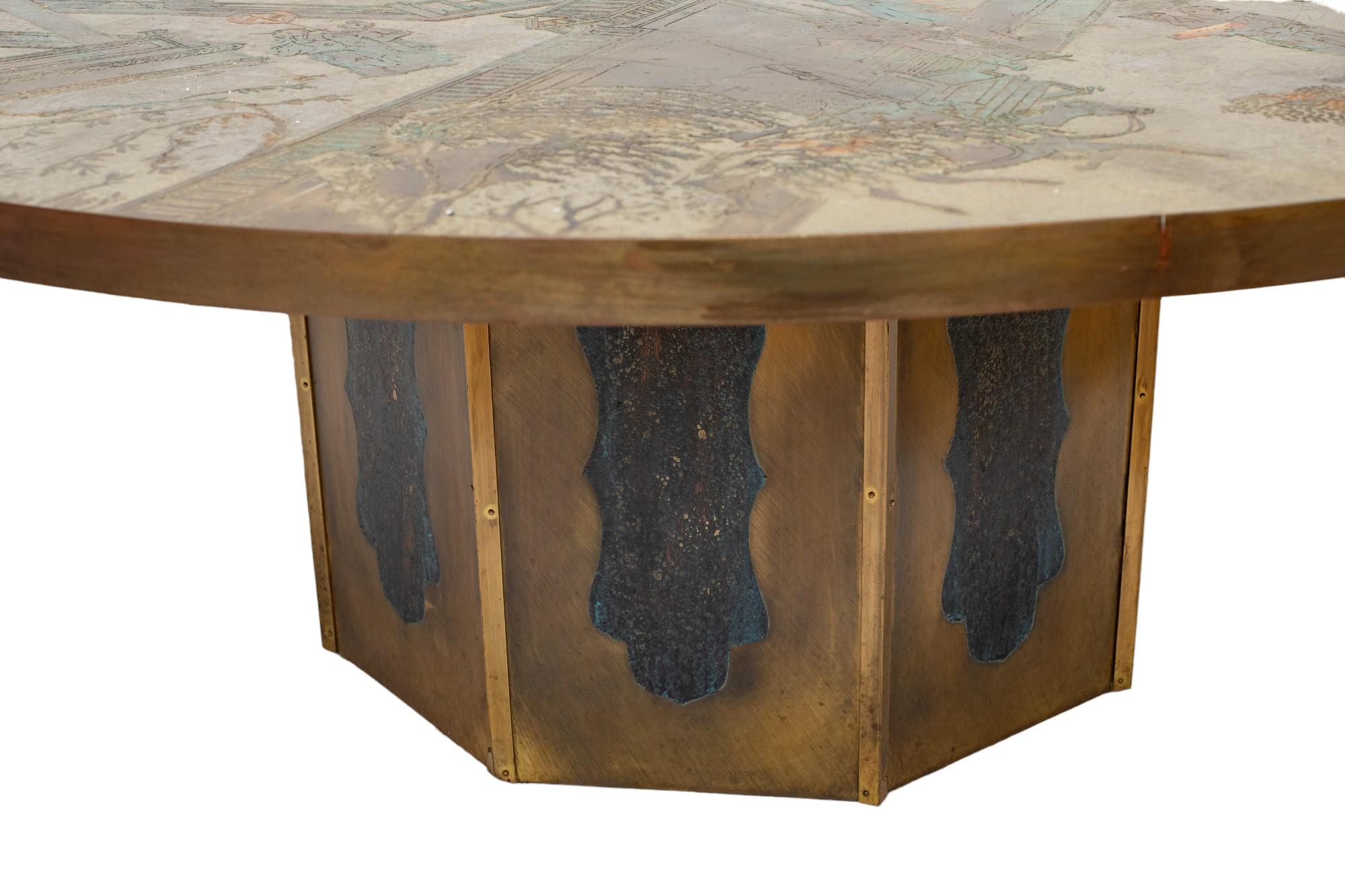 Mid-20th Century Mid-Century Modern Round Chinoiserie Coffee Table by Philip and Kelvin LaVerne