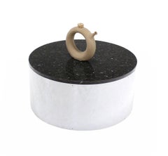 Mid Century Modern Round Chrome 30" Cylinder Base Granite Top Coffee Table MINT