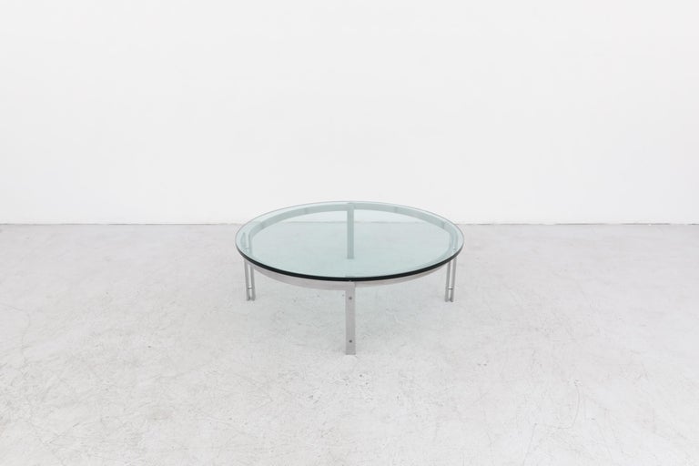 Late 20th Century Mid-Century Modern Round Chrome and Plate Glass Coffee Tables by Metaform For Sale