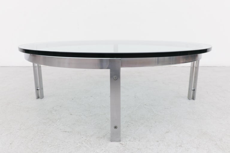 Mid-Century Modern Round Chrome and Plate Glass Coffee Tables by Metaform For Sale 3