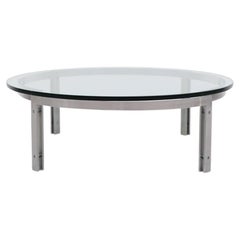 Mid-Century Modern Round Chrome and Plate Glass Coffee Tables by Metaform