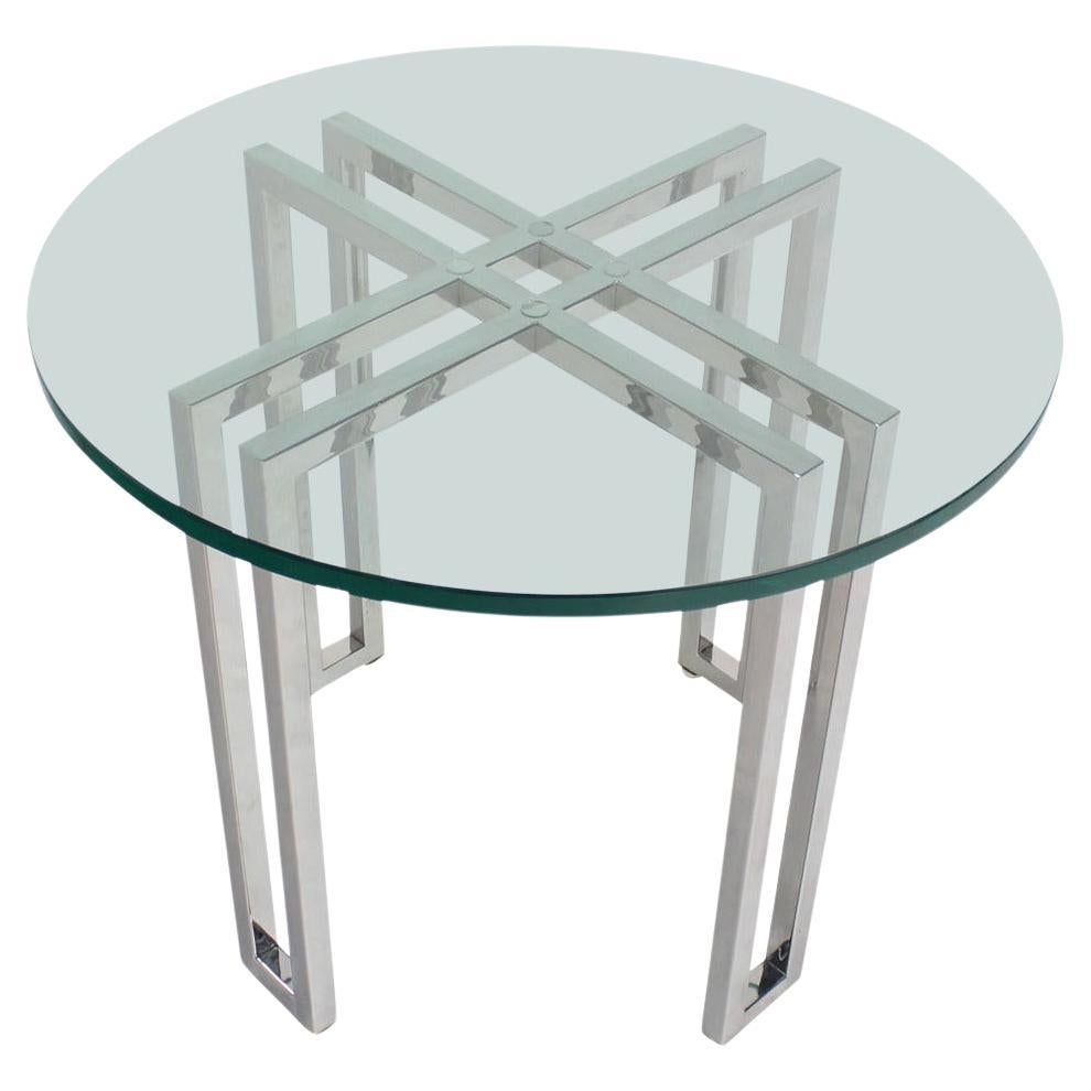 Moderna de mediados de siglo Base redonda cromada Tapa de cristal Centro lateral Lámpara de pie