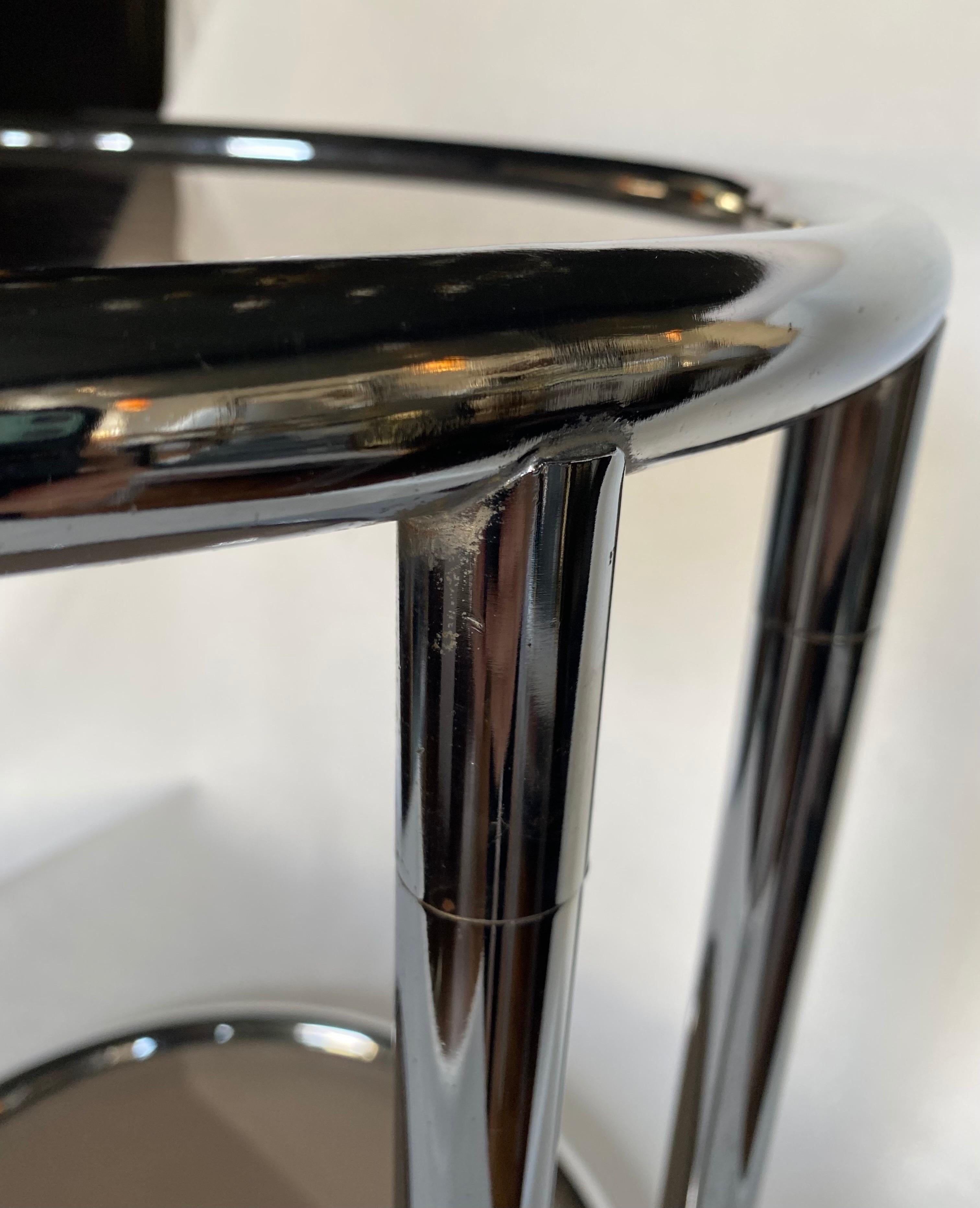 Mid Century Modern Round Chrome & Glass Drinks Table in the Style of Eileen Gray 1