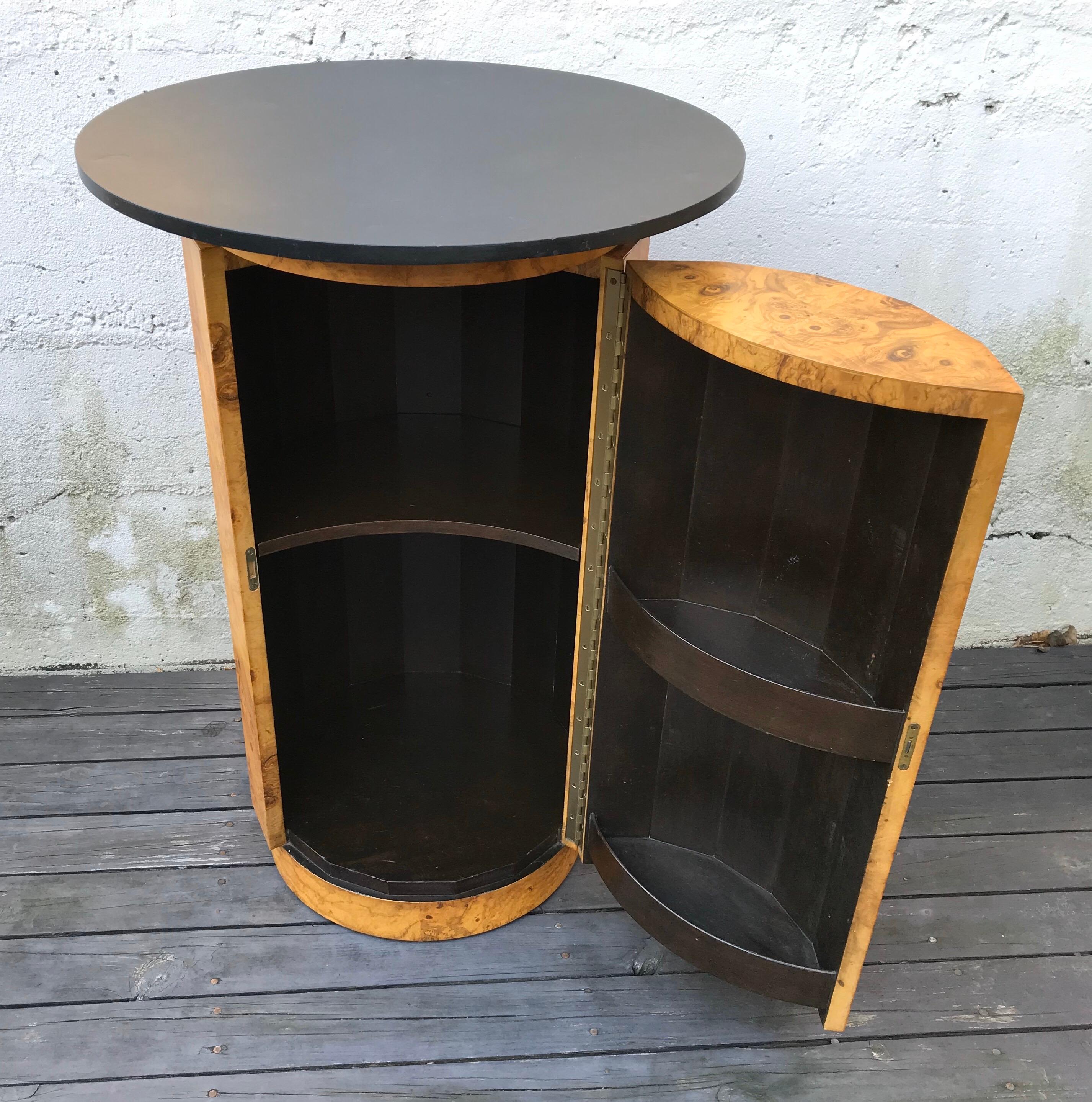 Veneer Mid-Century Modern Round Cocktail Bar by Edward Wormley for Dunbar, 1960s