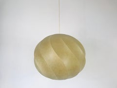 Mid-Century Modern Round Cocoon Pendant Lamp, 1960s, Italy