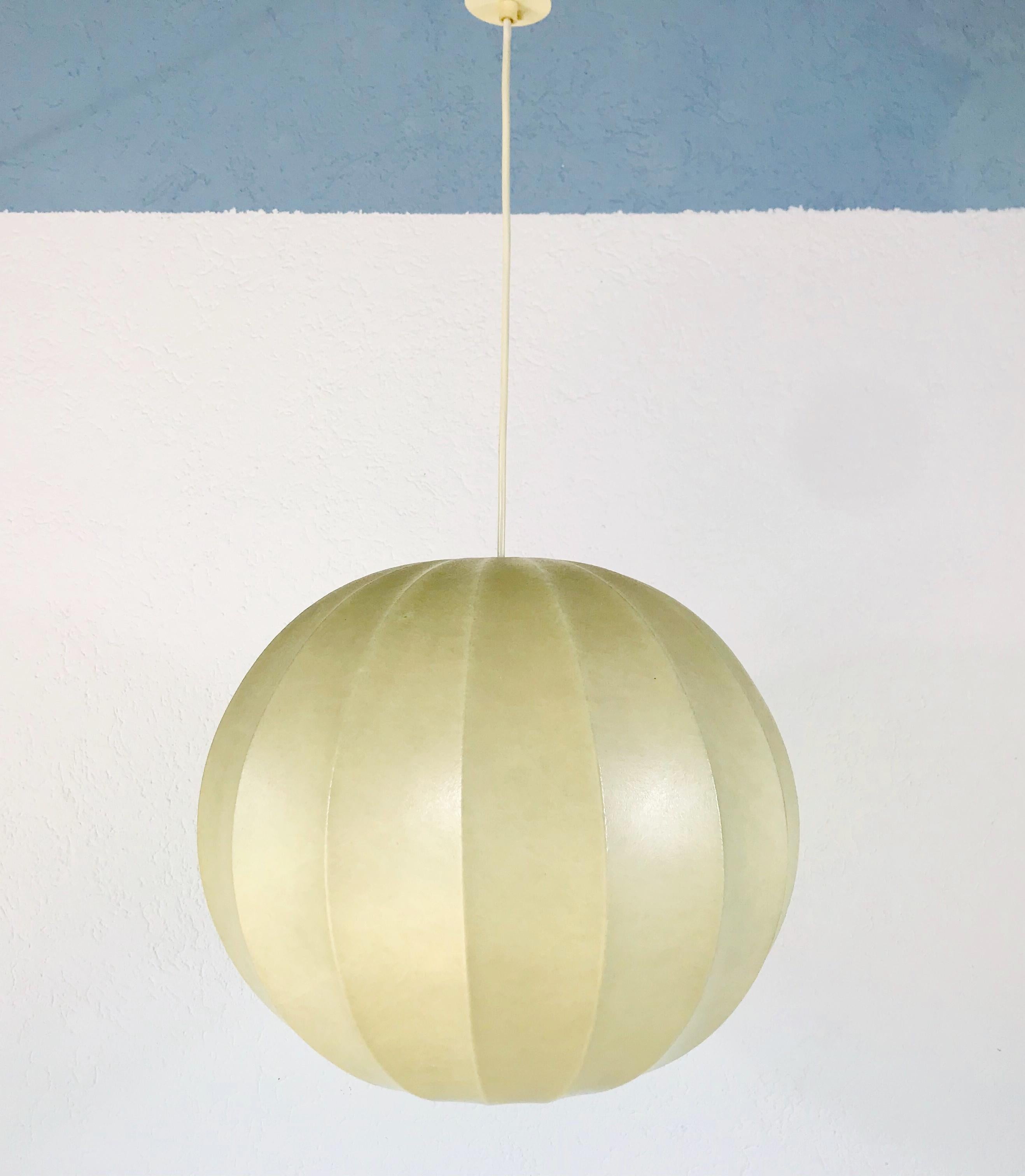 Mid-Century Modern Round Cocoon Pendant Lamp, 1960s, Italy 2