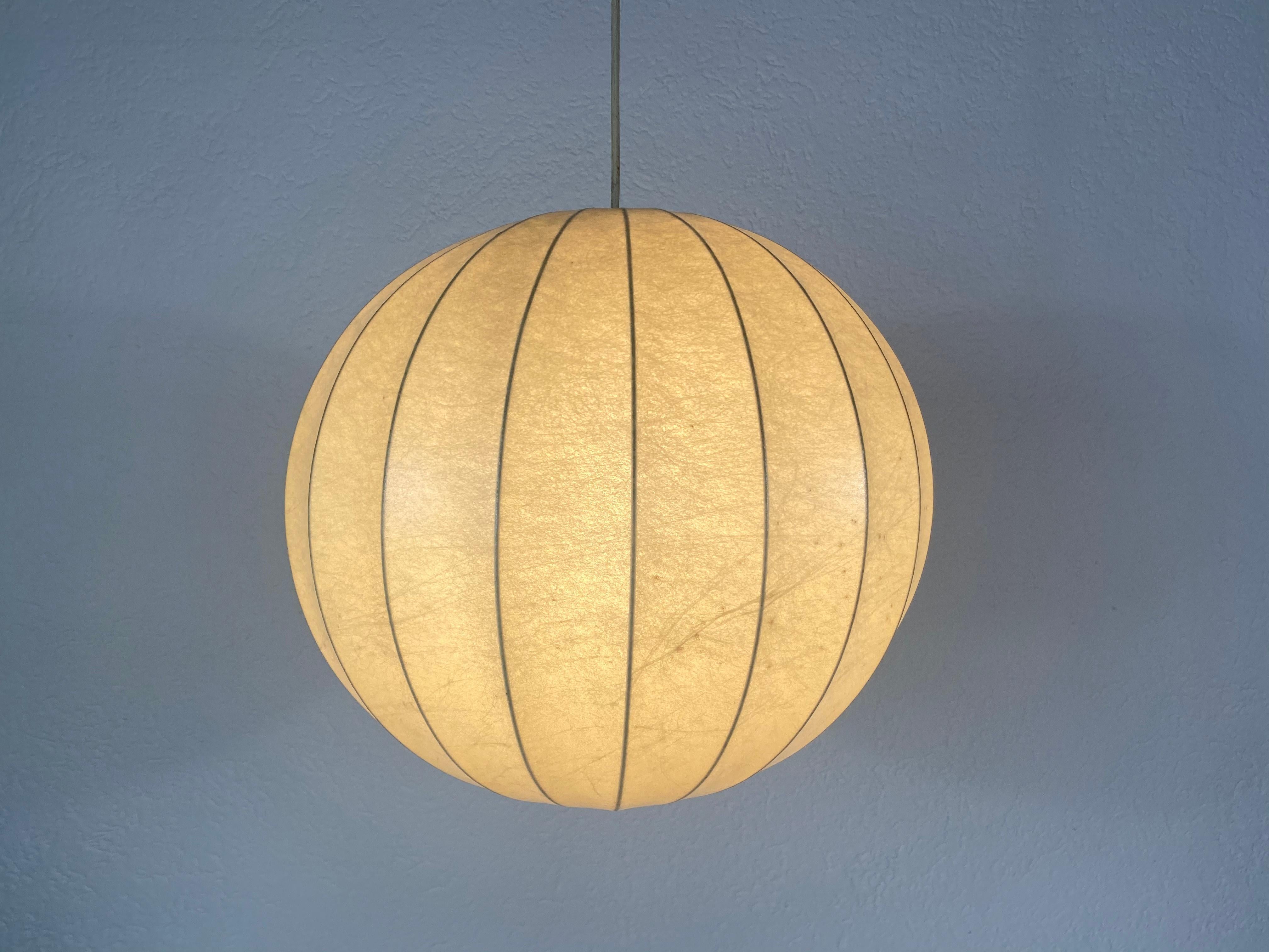 Mid-Century Modern Round Cocoon Pendant Lamp, 1960s, Italy 2