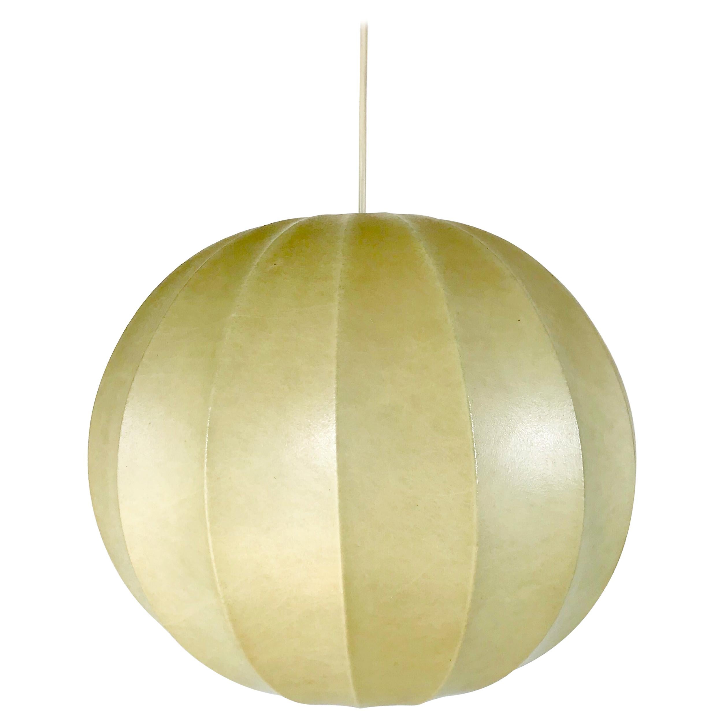 Mid-Century Modern Round Cocoon Pendant Lamp, 1960s, Italy