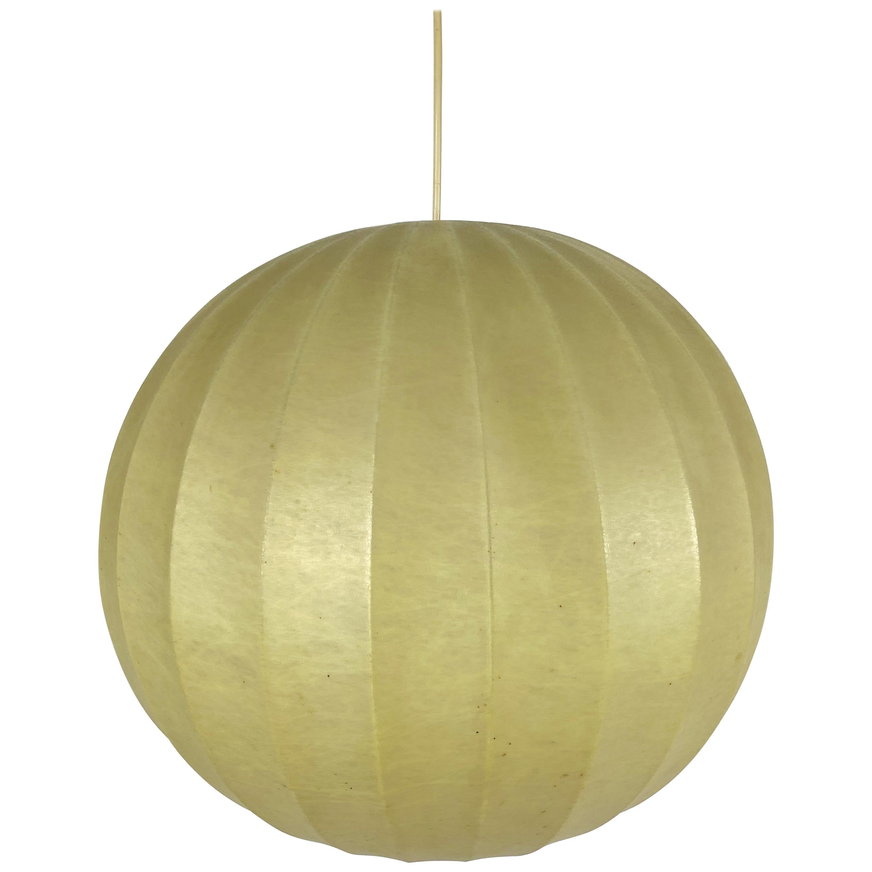 Mid-Century Modern Round Cocoon Pendant Lamp, 1960s, Italy