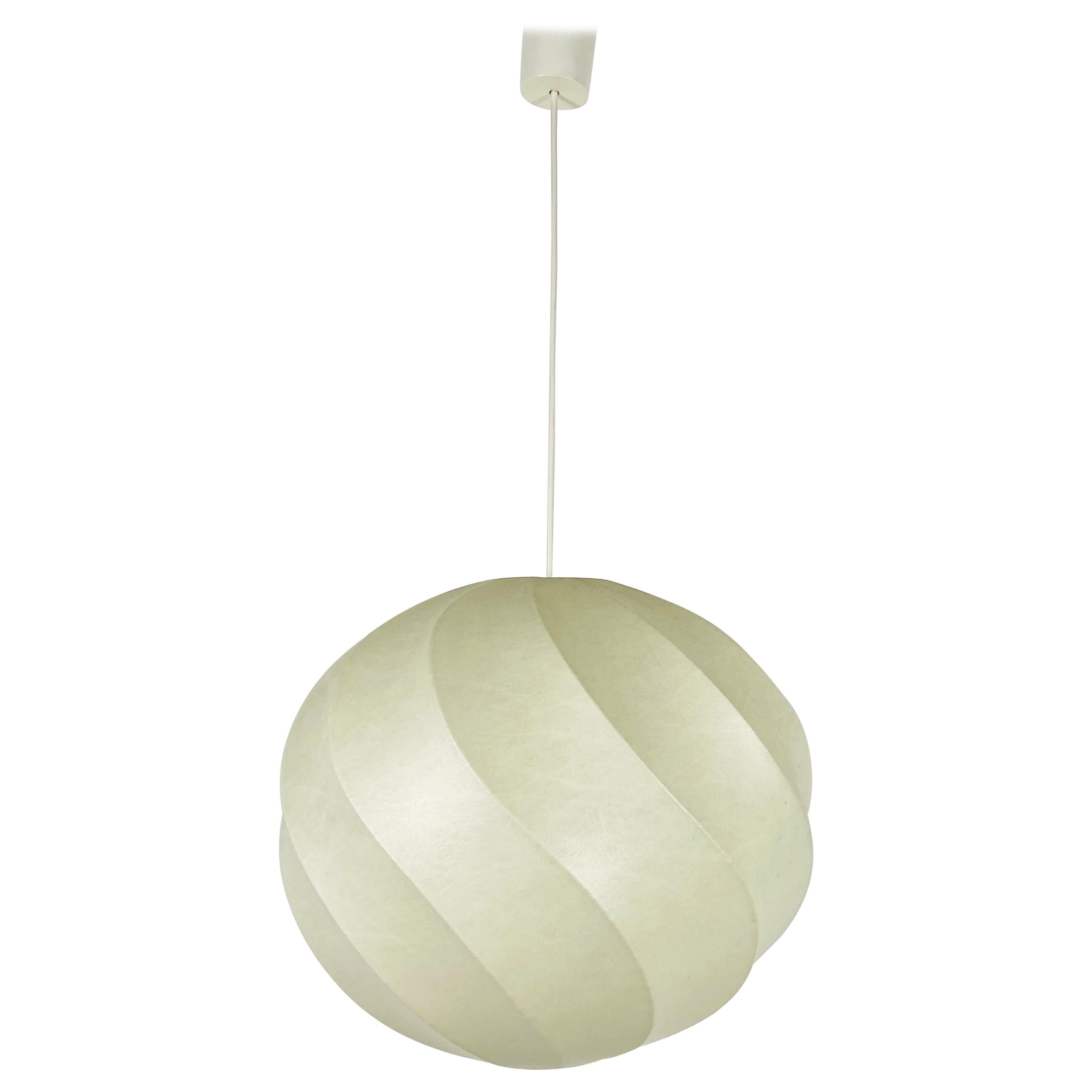 Mid-Century Modern Round Cocoon Pendant Lamp, 1960s, Italy