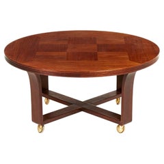 Used Mid-Century Modern Round Coffee Sofa Table on Castors, Sweden 1970s