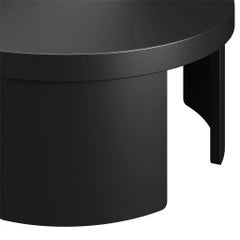 Mid-century Modern Round Coffee Table Black Matte Lacquer