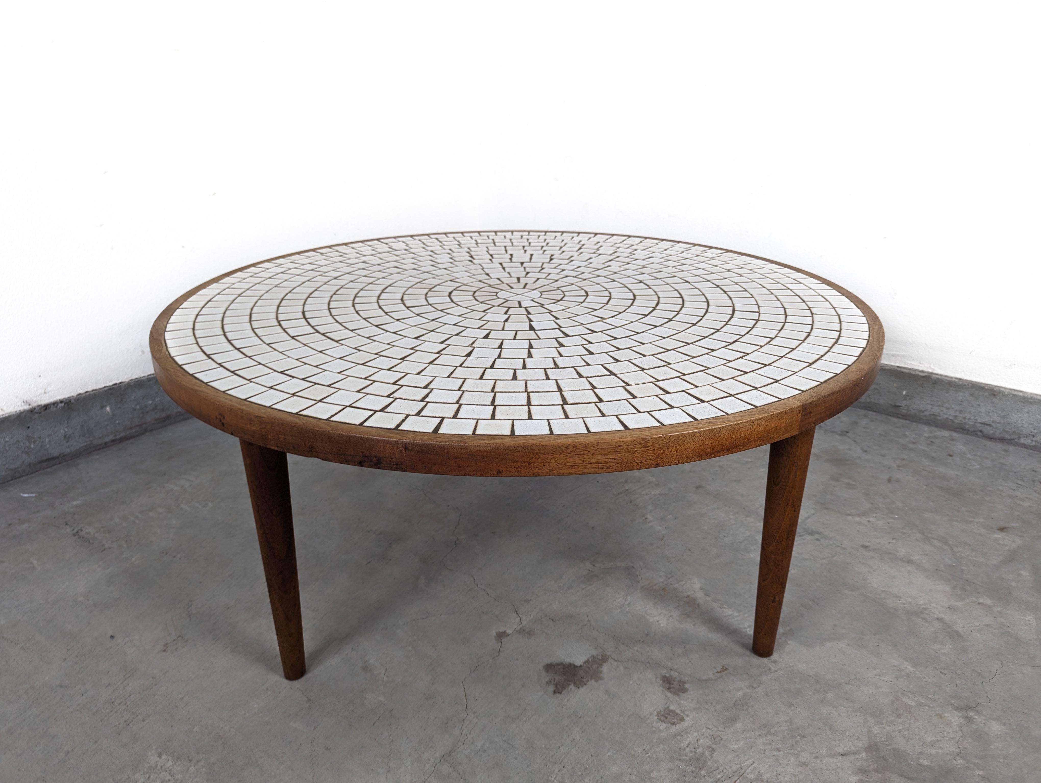 Mid Century Modern Round Coffee Table w/ Tile Top by Gordon & Jane Martz, c1960s For Sale 1