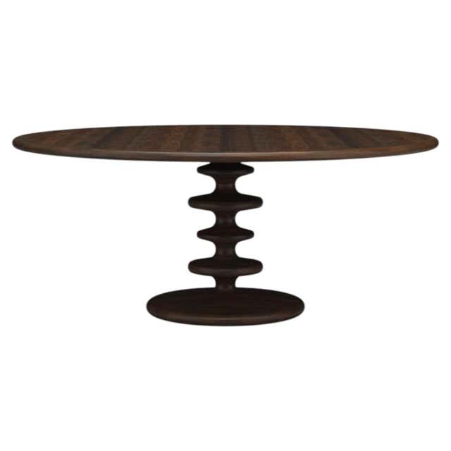 Lune Round Dining Table, High Gloss Mint blue Lacquered Wood Light ...