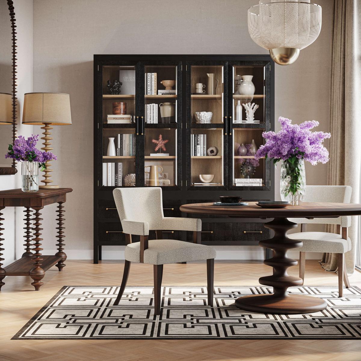 Contemporary Mid Century Modern Round Dining Table For Sale
