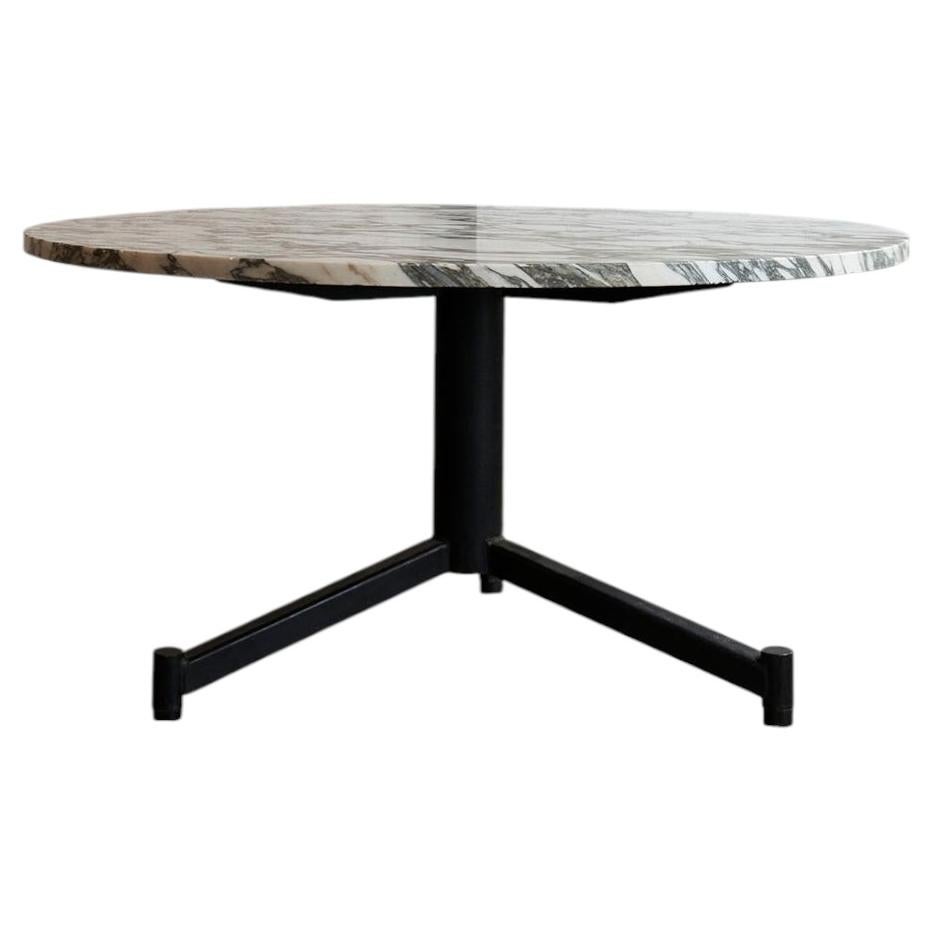 Mid-Century Modern Round Dining Table with Arabescato Marble, 1960s