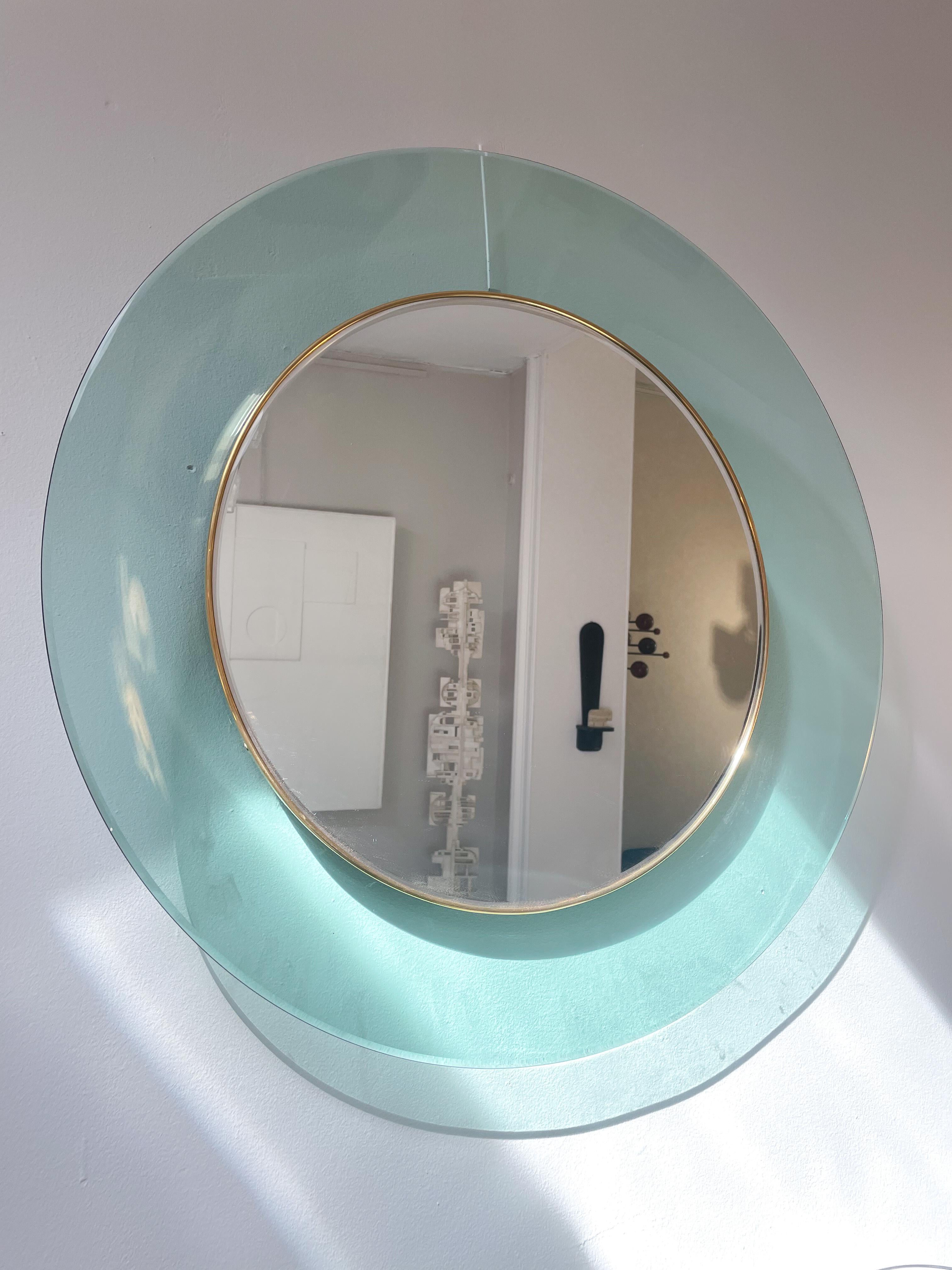 Mid-Century Modern Round Fontana Arte Mirror by Max Ingrand, Italy, 1960s For Sale 1