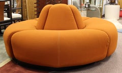 Mid-Century Modern Round Foyer Lobby Sculptural Sofa Sectional Orange, 1960s