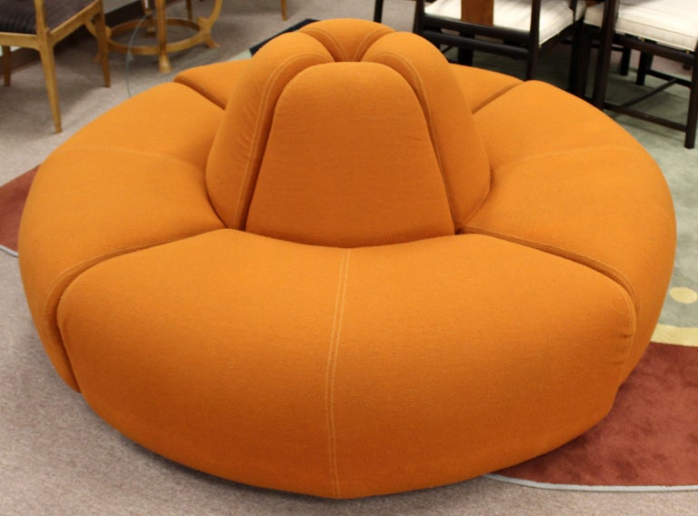 MidCentury Modern Round Foyer Lobby Sculptural Sofa Sectional Orange