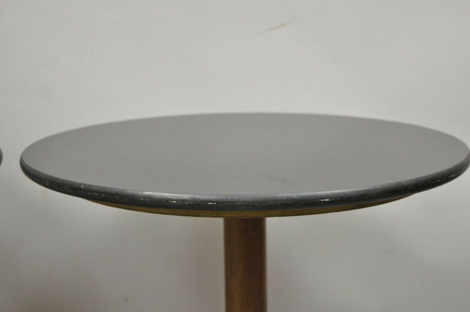 Aluminum Mid Century Modern Round Granite Top Metal Star Base Side Tables - a Pair