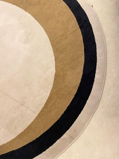 Mid-Century Modern Round Graphic Rug, 1970s