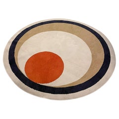 Moderner runder Grafik-Teppich aus der Jahrhundertmitte, 1970er Jahre