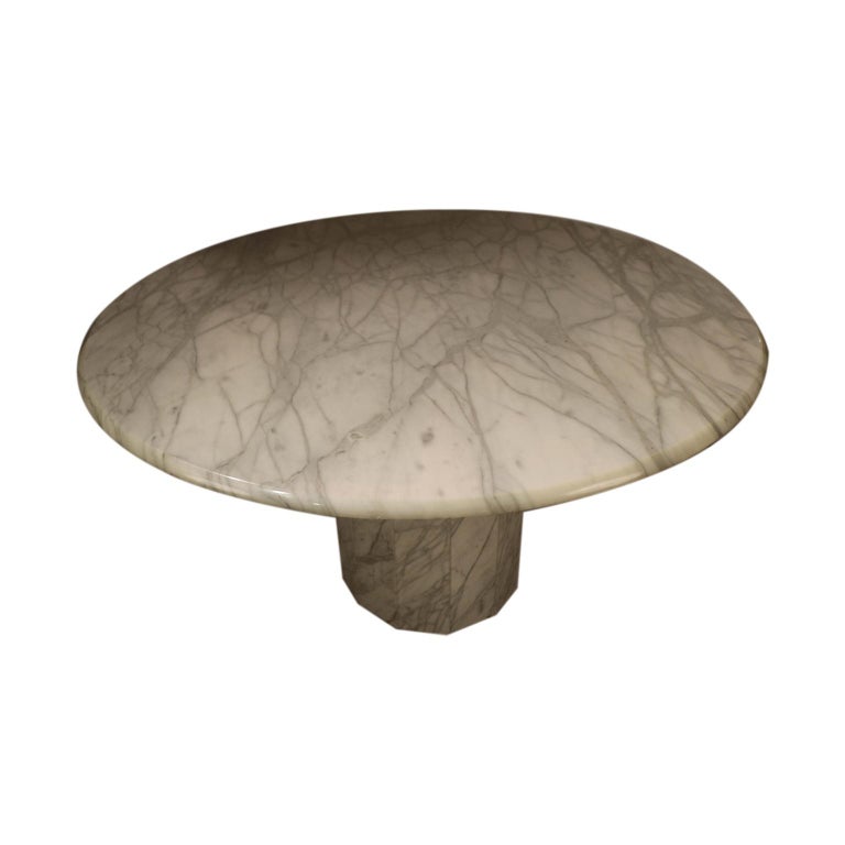 Mid-Century Modern Round Italian Carrara Marble Dining ...