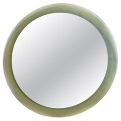 Mid-Century Modern Round Layered Smoked Glass Wall Mirror, Attr. to Cristal Art