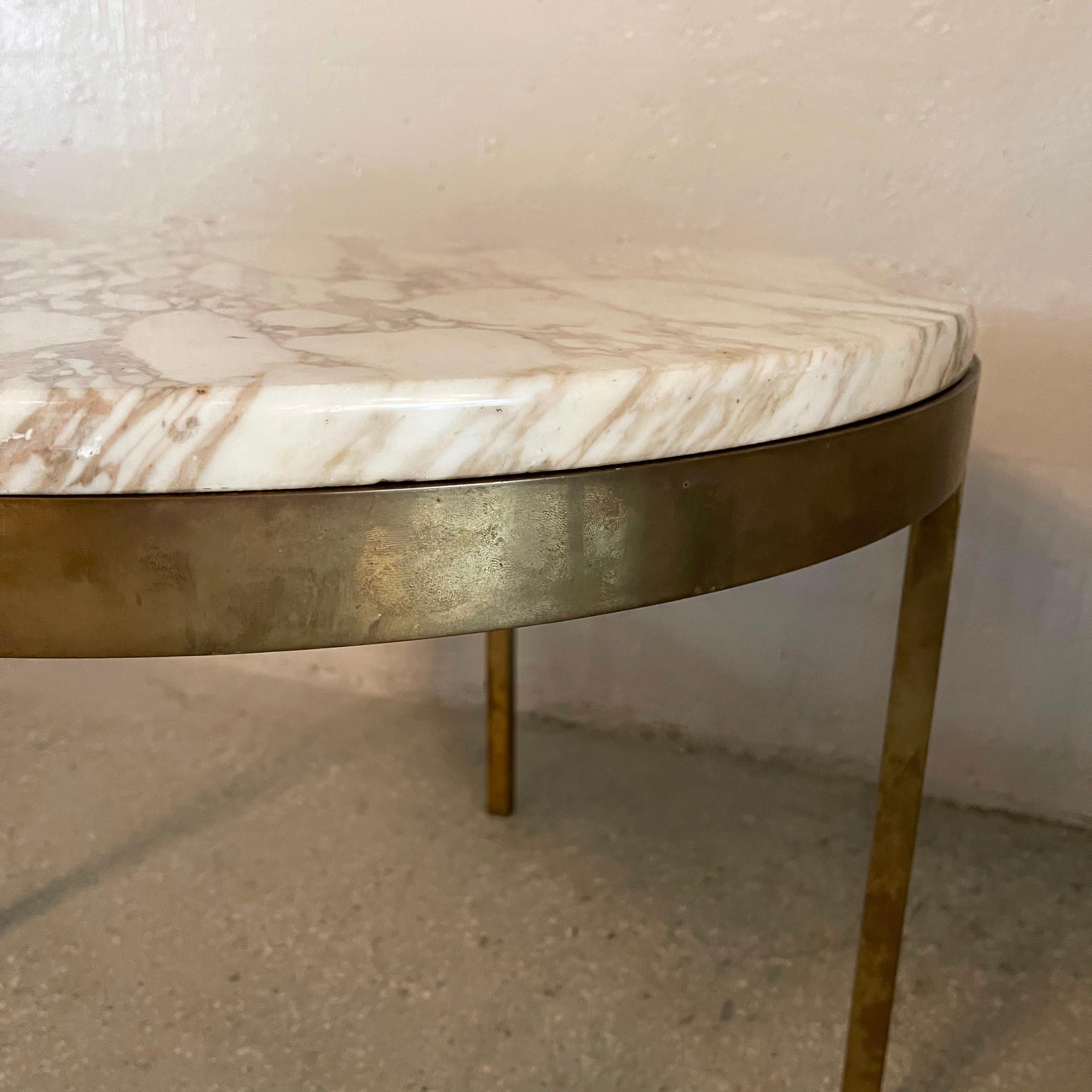 Mid-Century Modern Round Marble and Bronze Side Table 3