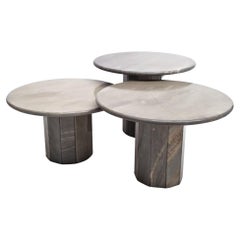 Mid-Century Modern Round Marble Coffee Tables, Italy, 1970, Set of Three