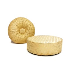 Mid-Century Modern Round Ottoman or Pouf