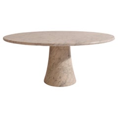Mid-Century Modern Round Pedestal Carrara Marble Coffee Table, Italy, 1970