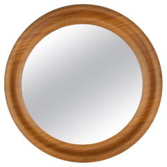 Mid-Century Modern Round Plywood Frame Wall Mirror, 1960s