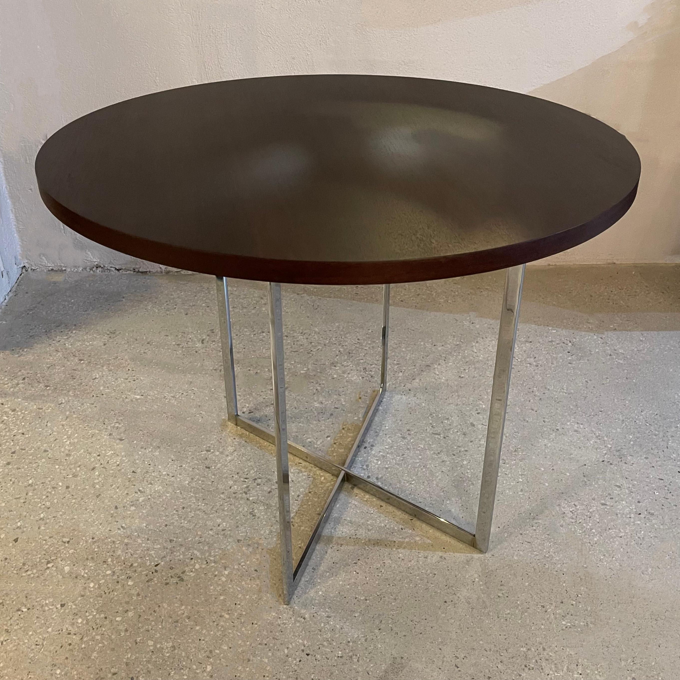 Mid-Century Modern Round Rosewood And Chrome X Base Dining Table For Sale 6