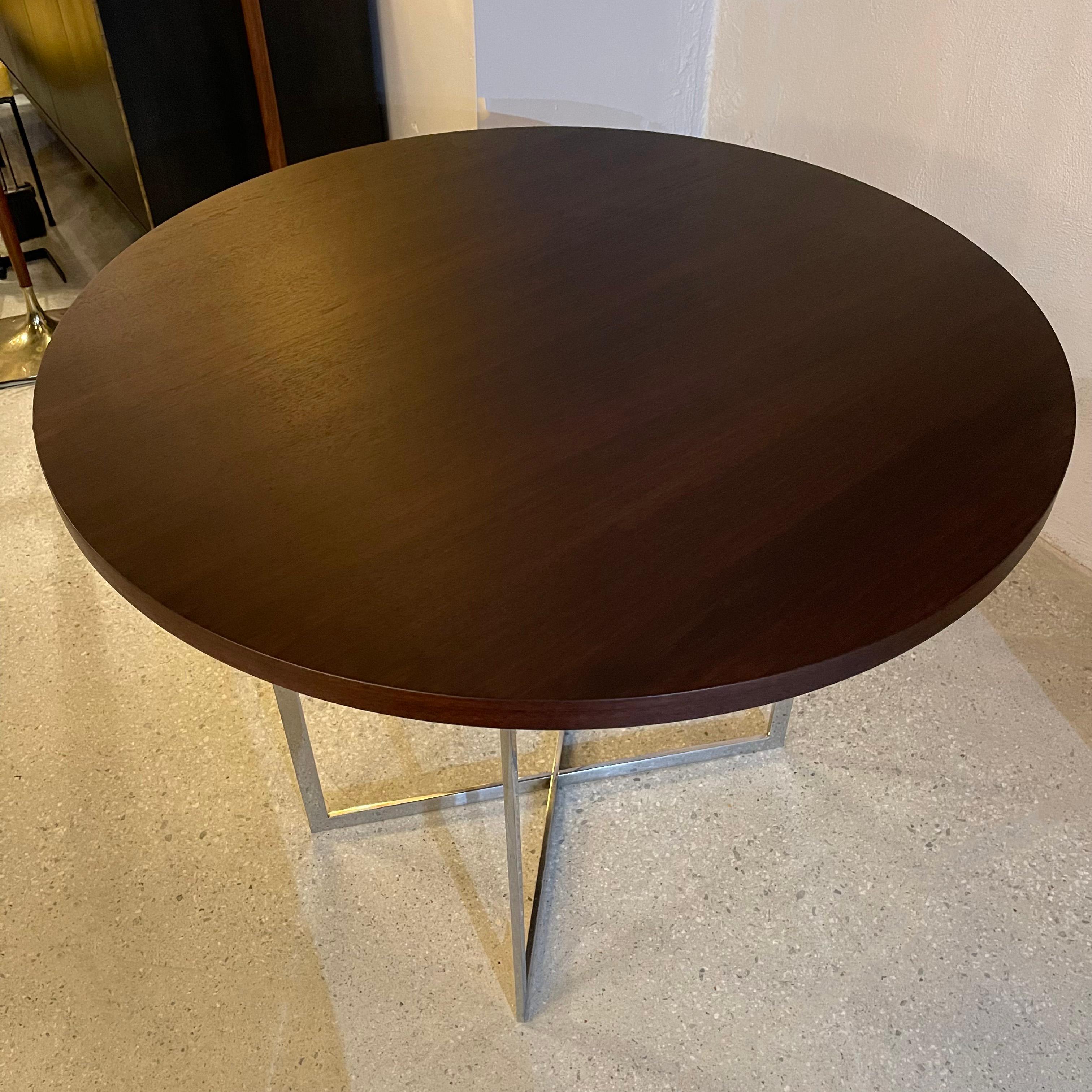 Mid-Century Modern Round Rosewood And Chrome X Base Dining Table For Sale 7