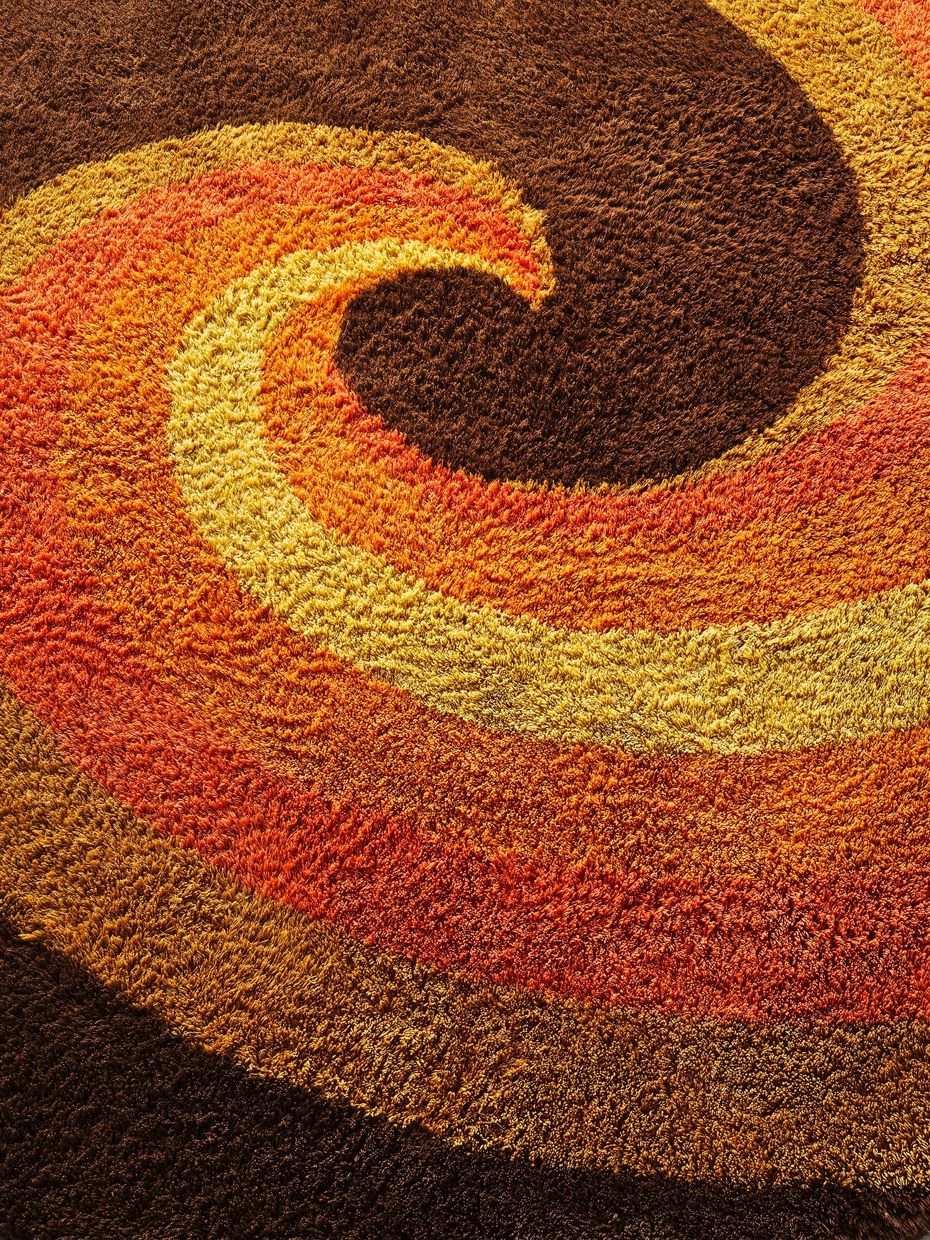 Fin du 20e siècle Grand tapis Rya rond Op Art moderne du milieu du siècle dernier par Reichel, Allemagne de l'Ouest, 1970 en vente
