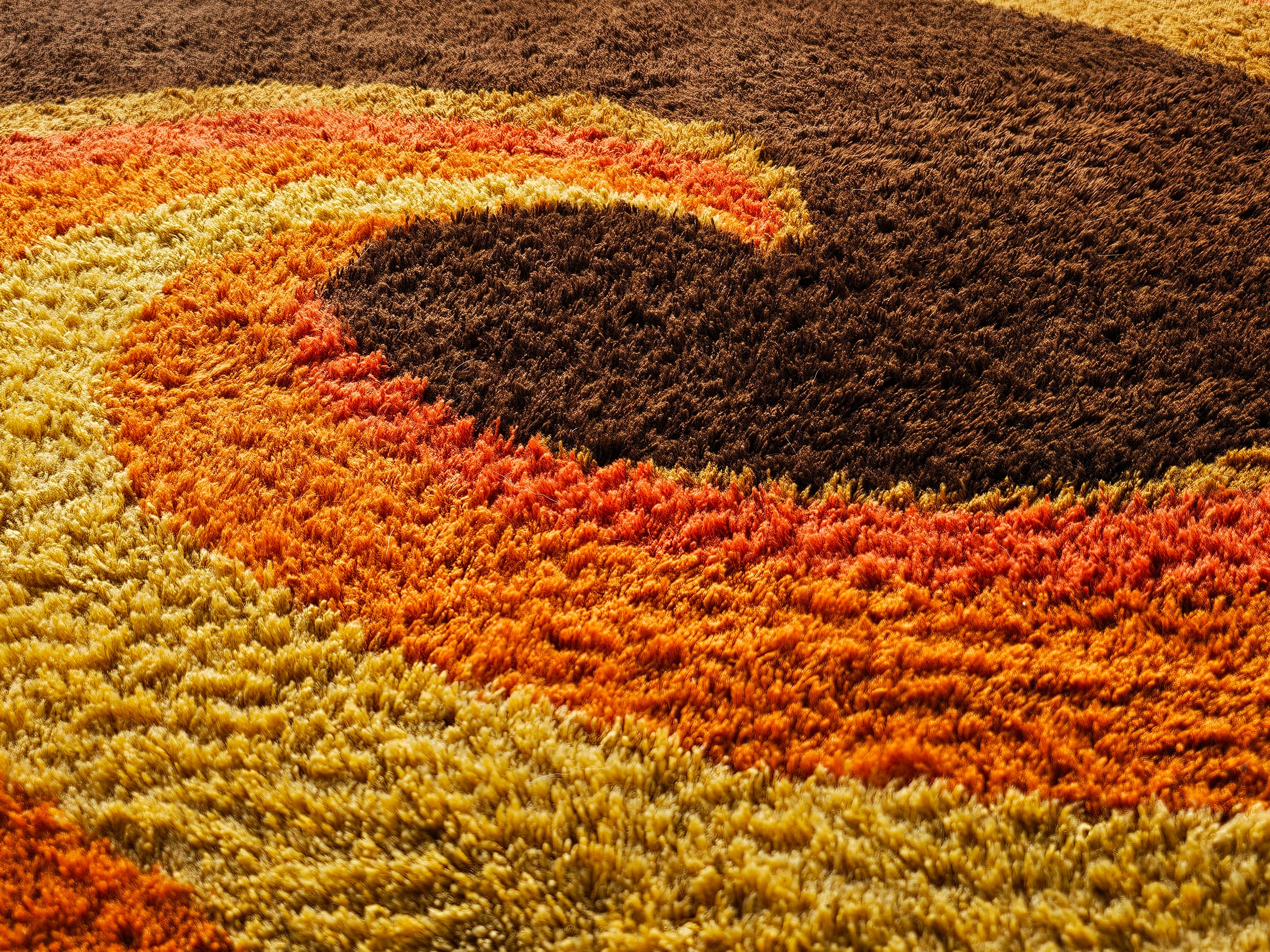 Grand tapis Rya rond Op Art moderne du milieu du siècle dernier par Reichel, Allemagne de l'Ouest, 1970 en vente 1