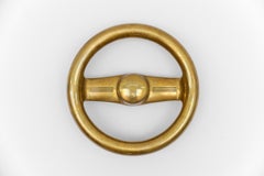 Mid-Century Modern round solid brass safe handle, 1950s Germany