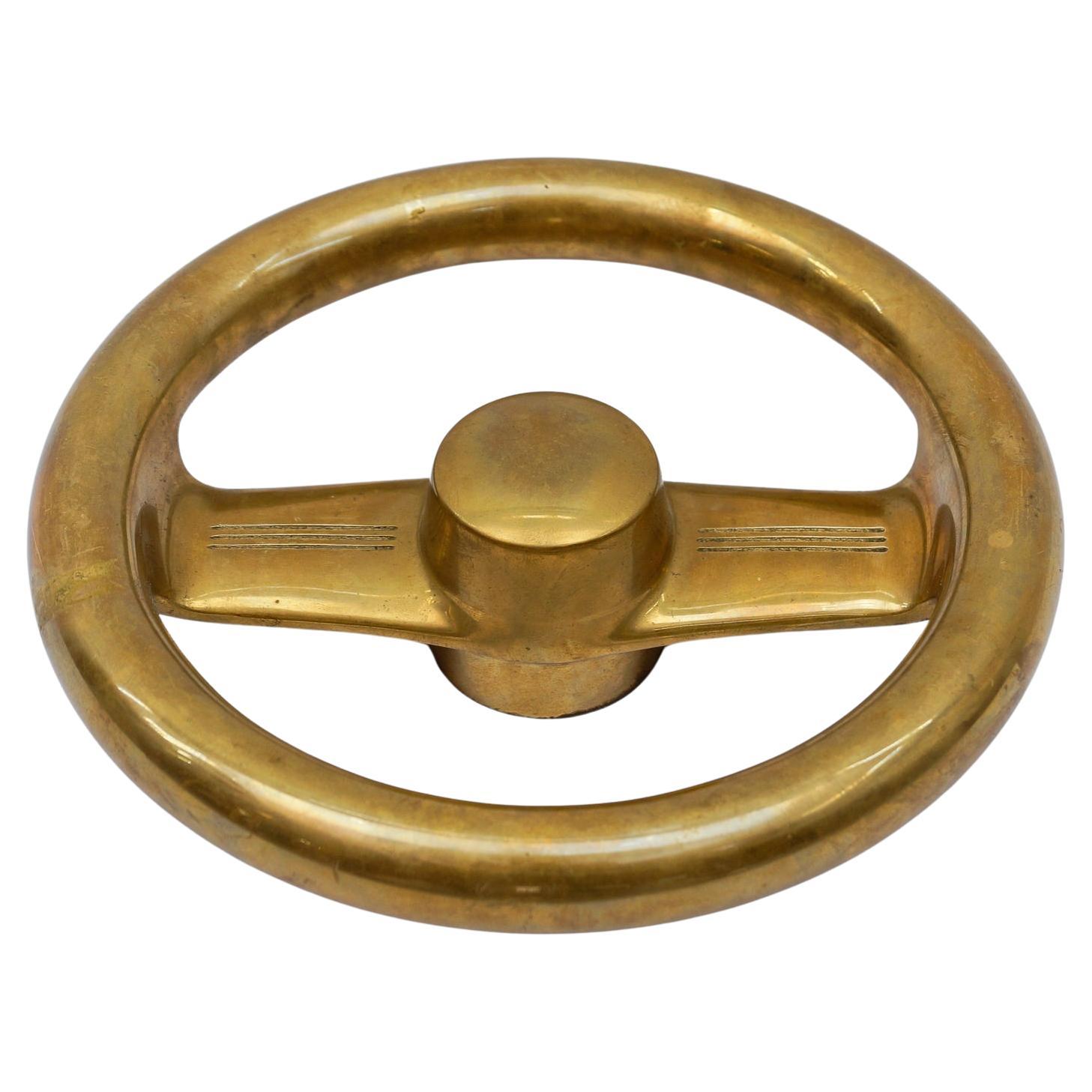 Mid-Century Modern runder Tresorgriff aus massivem Messing, 1950er Jahre Deutschland im Angebot