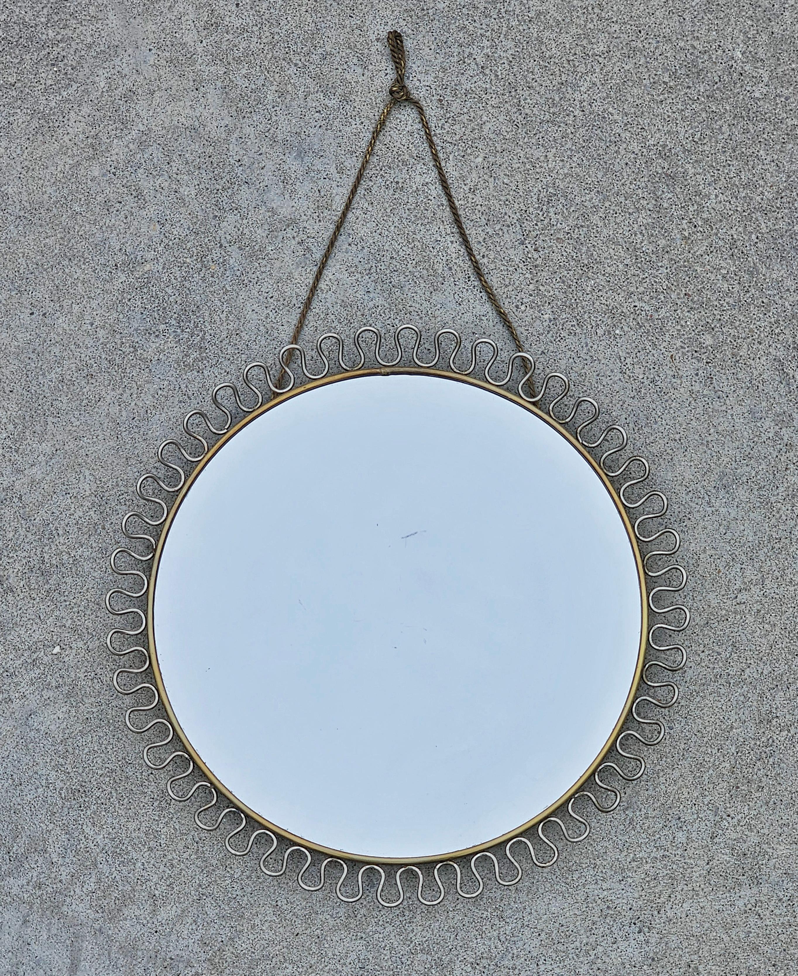 Mid-Century Modern Mid Century Modern Round Sunburst Mirror by Josef Frank, West Germany 1960s For Sale