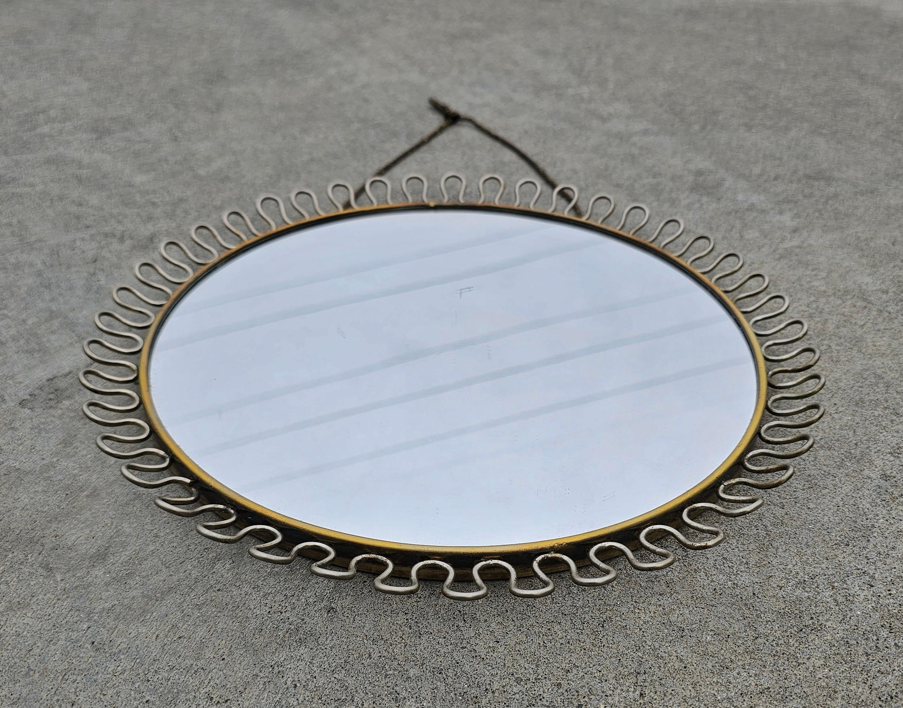Mid-20th Century Mid Century Modern Round Sunburst Mirror by Josef Frank, West Germany 1960s For Sale