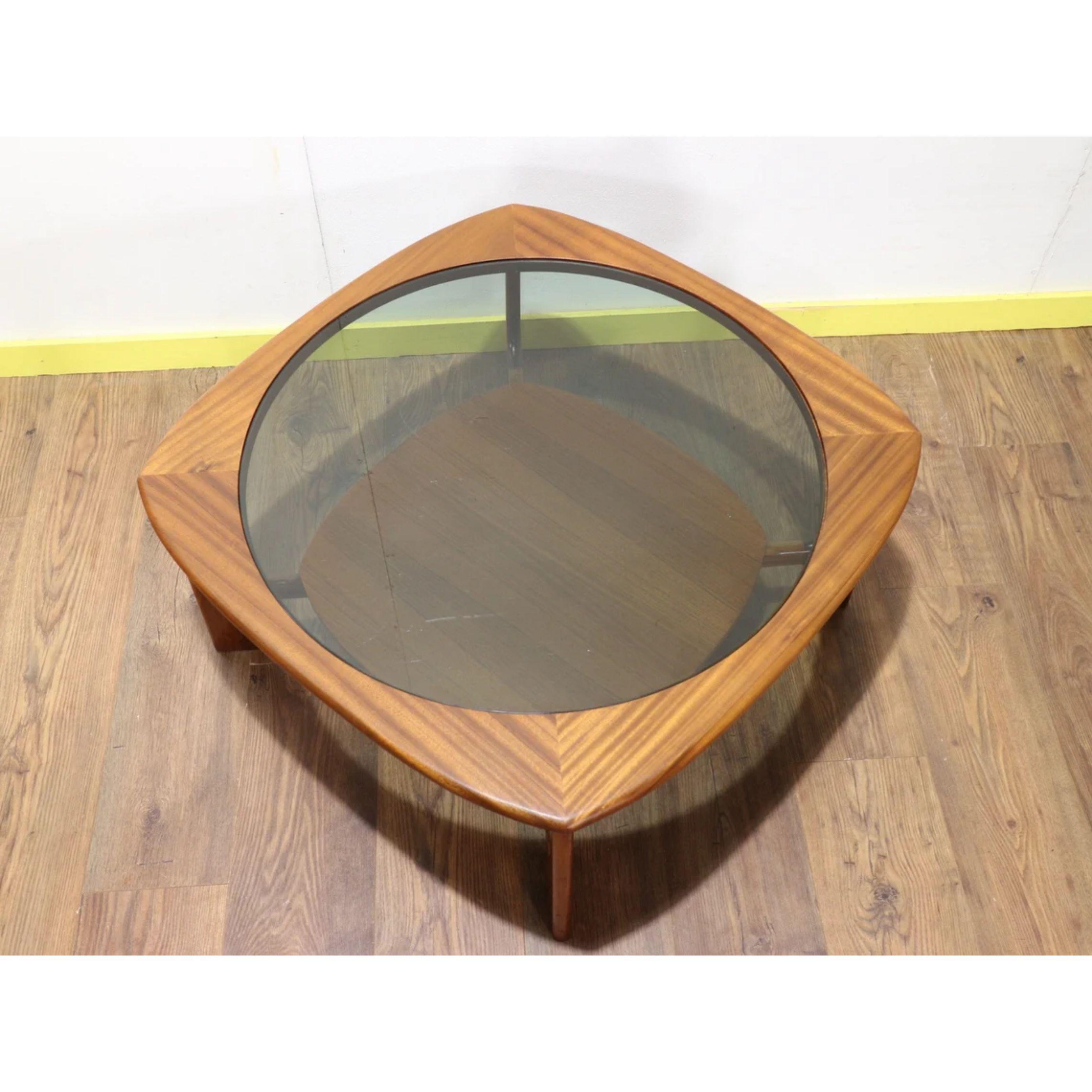 Mid Century Modern Round Teak and Glass Coffee Table from Stonehill Danish Style 2