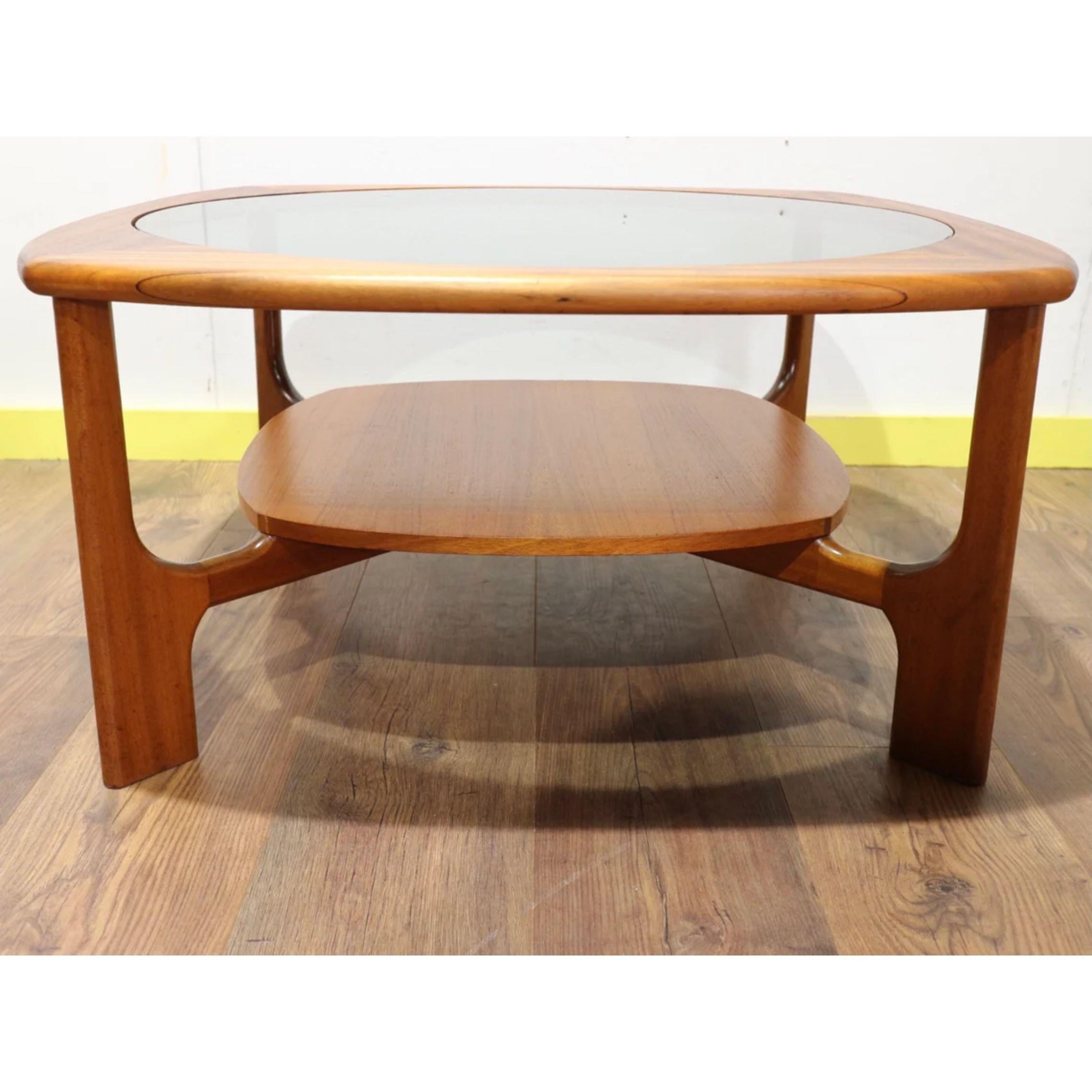 20th Century Mid Century Modern Round Teak and Glass Coffee Table from Stonehill Danish Style