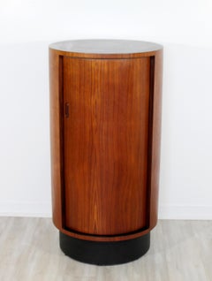 Mid-Century Modern Round Teak & Black Bar Martini, R.S. Associates, Canada 1960s