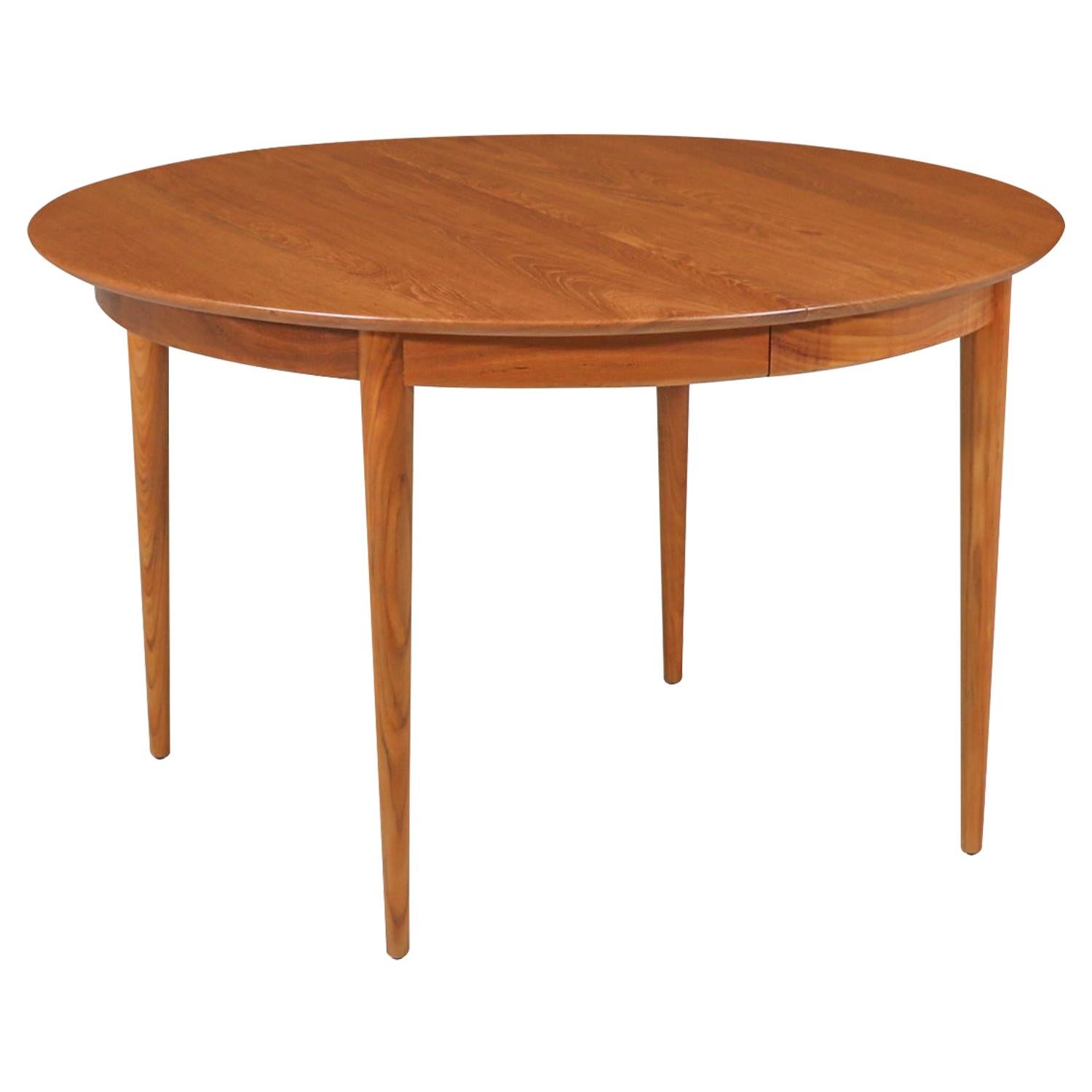 Mid-Century Modern Round Teak Expanding Dining Table